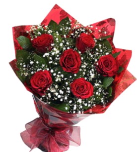 6 adet kırmızı gülden buket  Eskişehir yurtiçi ve yurtdışı çiçek siparişi 
