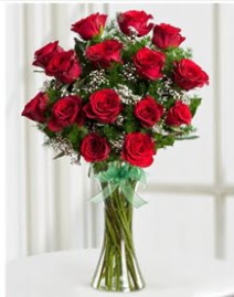 Cam vazo içerisinde 11 kırmızı gül vazosu  Eskişehir anneler günü çiçek yolla 