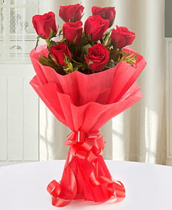9 adet kırmızı gülden modern buket  Eskişehir İnternetten çiçek siparişi 