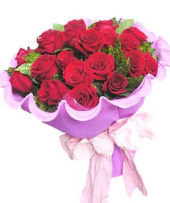12 adet kırmızı gülden görsel buket  Eskişehir çiçekçi mağazası 