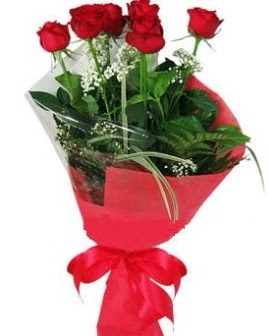 5 adet kırmızı gülden buket  Eskişehir kaliteli taze ve ucuz çiçekler 