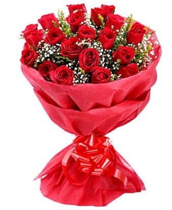 21 adet kırmızı gülden modern buket  Eskişehir çiçek gönderme 